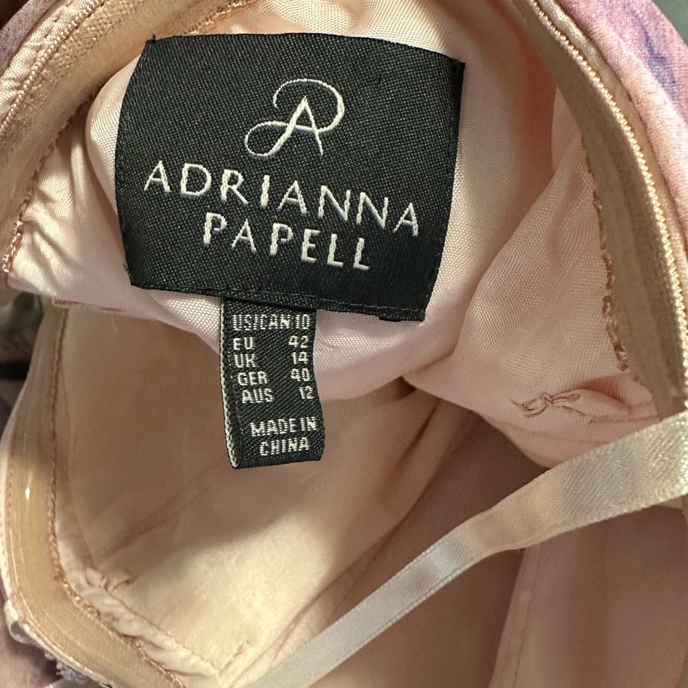 Adrianna Papell Strapless Pink Floral Chiffon Gown - Picture 5 of 6
